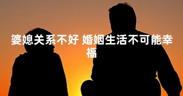 婆媳关系不好 婚姻生活不可能幸福